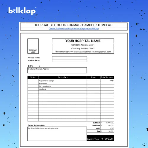 Hospital bill book format preview