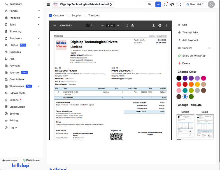 BillClap GST billing software preview